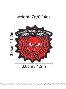 Funny "Language System Overloaded Request Mute" Enamel Brooch, Angry Shhh Face Lapel Pin For Clothes Backpack Decor - Red - View 3