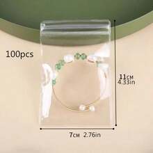 100pcs Small PVC Self-Sealing Jewelry Bags, Transparent Zipper Lock Storage Pouches For Bracelets, Rings, Earrings, Valentine's Day Gifts, Wedding Party Favors, Travel Accessories, Jewelry Display And Organization - Multicolor - View 9