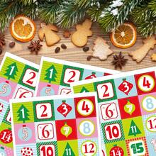 96pcs/4sheets Christmas 1-24 Countdown Number Stickers, Festive Designs Advent Calendar Stickers, Holiday Countdown Labels Stickers For Gift Bag, Treat Box, Crafts And Party Decorations - B - View 3