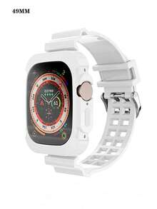Compatible With Apple Watch 1/2/3/4/5/6 Smart Watch Band And Case Integrated Silicone Strap - White - View 4