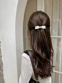 2pcs Women's Korean Style Minimalist Colorblock Bow Hair Clips, Matte Black And White Contrast Design, Versatile Hair Clips For Daily Commute - Multicolor - View 4