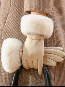 Women's Black Touchscreen Gloves, Waterproof, Soft Warm Wool Lining, Winter Outdoor Gloves, Halloween - Multicolor - View 1