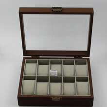 3/6/10/12 Grid Wooden Watch Storage Box With Glass Lid, Walnut Wood Watch Display Storage Box, Dust-Proof Velvet Lining, Men's And Women's Watch Collection Box, Birthday Christmas Gift - Walnut Wood - Inner Brown - View 14