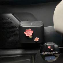 1pc Resin Peach Blossom Cherry Blossom Car Trash Can, Multi-Functional Car Door Hanging Storage Bucket, Floral Decorative Accessory, Front And Rear Row Umbrella And Miscellaneous Item Storage, Car Interior Organizer - Multicolor - View 9
