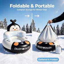 Camebust Inflatable Snow Sled Ring, 47 Inch Inflatable Snow Tube With 2 Reinforced Handles, Thickened Bottom, Suitable For Skiing, Ice Skating, Snow Sliding, Winter Sledding, Outdoor Family Games And Christmas Activities - Multicolor - View 3