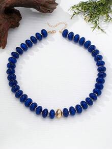 OABE 1pc Bohemian Style Flat Round Beaded Necklace With Single Gold Bead, Suitable For Women's Daily Wear, Multiple Colors Available - Flat Round CCB - View 17