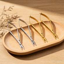 1pc Professional Stainless Steel Spring Action Eyebrow Scissors Precise Facial Hair Trimming Nail Clippers Ergonomic Beauty Makeup Tool - Multicolor - View 9