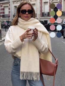 1pc 60+ Colors Classic Outdoor Scarf For Autumn/Winter, Solid Color Windproof Shawl, Fashionable Unisex Thin Scarf, Suitable For Air-Conditioned Rooms, Oversized, Warm And Versatile For Autumn/Winter - Solid Cashmere - View 3