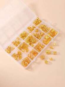 70pcs/Set Hair Beads Hair Rings Braiding Rings Alloy Hair Accessories Suitable For Dreadlocks Adjustable Metal Braiding Hair Jewelry - Gold - View 2