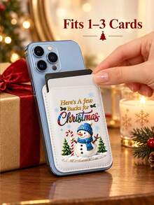 New Christmas Phone Back Card Holder, Magnetic Phone Card Wallet/Pouch Compatible With Magnetic Phones And Phone Cases, Slim Faux Leather Material Phone Back Card Holder With RFID Anti-Theft Function And Push-Out Card Slot Design, Lightweight Wallet Alternative, Suitable For Travel, Shopping And Daily Carry, Essential For Christmas Travel, Perfect Gift For Family And Friends, Christmas Gift - Multicolor - View 7