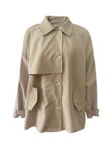 Women's Casual Beige Woven Fabric Regular Long Sleeve Jacket, Suitable For Autumn Daily Wear - Apricot - View 5