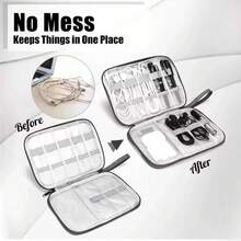 2pcs Travel Cable Organizer Bag, Multi-Pocket Electronic Accessories Case, Suitable For Cables, Chargers, Memory Cards, Portable Tech Gear Storage Bag, Office And Travel Essentials - A - View 6