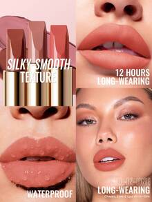 Pudaier 1pc Pink Nude Waterproof Non-Fading Lipstick, Suitable For All Skin Tones, Perfect Valentine's Day Gift For Her - 10 - View 5