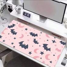 Pastel Pink Bat Moon Star PU Leather Large Mouse Pad, Waterproof Extended Desk Mat, Kawaii Aesthetic Table Protector, Halloween Desktop Decor Gift For Girls - View 4
