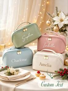 Customizable Leather Toiletry Bag - Personalized Gift For Wife - Gift For Mom - Anniversary Gift - Cosmetic Bag - Monogrammed Makeup Case - Multicolor - View 2
