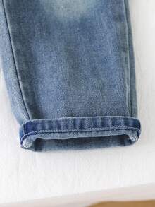 Boys' Elastic Waist Loose Fit Denim Jeans, All-Season Versatile Street Style Casual Long Pants - Black - View 6
