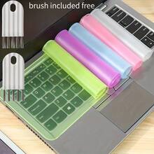 Ultra-Thin Keyboard Protector Film And Keyboard Cleaning Brush, Effectively Protecting Keyboard, Suitable For 15 To 17.0-Inch Laptops. Transparent, Purple, Yellow, Pink, And Blue Multi-Colors Available, Washable And Reusable - Multicolor - View 1