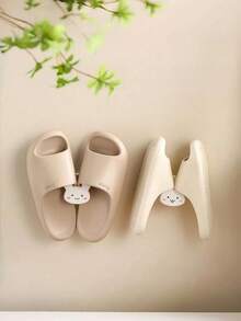 1pc Plastic Cartoon Rabbit Shape No-Drill Wall-Mounted Strong Adhesive Waterproof Rust-Proof Heavy Duty Space-Saving Multi-Function Slippers Rack, With Drainage Holes, Suitable For Bathroom, Toilet Side, Entryway, Home Decor, Easy Installation - Multicolor - View 3