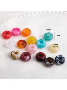 48Pcs 14mm Acrylic Imitation Jade Cloud Two-Tone Abacus Beads, Large Hole Loose Beads For DIY Handmade Bracelet Jewelry Making Accessories - 14mm Imitation Jade Large Hole Bead - View 5