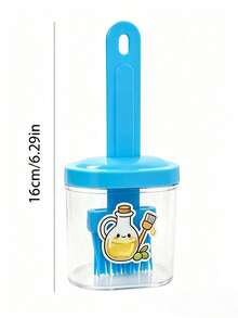 1pc 2 In 1 Oil Brush Bottle, Transparent Seasoning Storage Jar, Silicone Basting Brush Container For BBQ Baking Grilling Pancake, Cute Cartoon Printed Kitchen Gadget, Color Random, Creative Design Makes The Kitchen Cuter And More Fun - Oil Brush Bottle - View 3