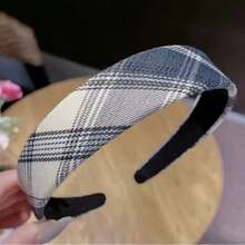 1pc New Vintage Plaid Women's High-Top Headband, Face-Flattering Slimming Design, Versatile Hair Accessory Suitable For Daily Wear, Commuting, Dating, And Gatherings - Multicolor - View 2