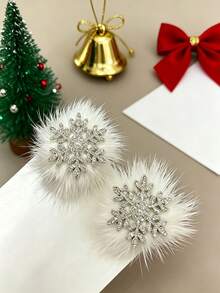 10pcs Christmas Rhinestone Snowflake Hair Clips, Girls Autumn/Winter Side Bangs Clips, Loose Hair Clips, Premium Hair Accessories - Multicolor - View 11