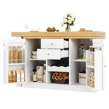 Flieks Extendable Sideboard & Dining Table Combo, 2 Drawers & Snack Rack, Space-Saving Sideboard For Small Flats - White - View 8