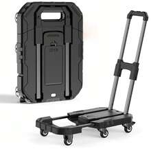 550 Lbs Capacity Hand Cart, 6-Wheel Folding Trolley, Compact And Durable, Suitable For Moving, Shopping, Travel, Stall, With 2 Elastic Ropes For Item Transport - Black - View 12