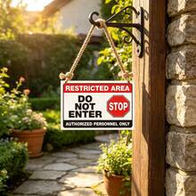 2D Vintage No Entry Warning Wooden Sign, Suitable For Yard Wall Decor, Fence, Garage, Indoor Wall Decoration, Great Gift/No Electricity Required - TM43 - View 1