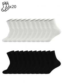 1/5/10/20 Pairs Men's Thick Striped Socks, Simple Versatile, Comfortable Sports Running Socks, Casual Mid-Calf Socks - Multicolor - View 16