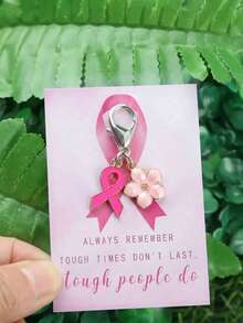 1/10|40pcs Pink Series Bow & Cherry Blossom Keychain Set, A Positive Gift For Women During Breast Cancer Awareness Month, Suitable For Bags, Pendants, Keychains, Accessories And Christmas (Lobster Clasp Direction Randomly Oriented) - Multicolor - View 3