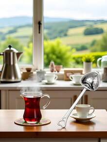Silver Tea Strainer Loose Leaf Tea Filter Heart-Shaped Tea Set Long Handle Spoon Kitchen Mug With Handle Strainer Tea Infuser Filter Mesh Home Kitchen Spoon - Multicolor - View 10
