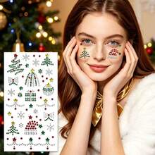 3/1pc New Christmas Rhinestone Stickers, Colorful Shiny DIY Decoration, Includes Christmas Tree, Snowflake And Crystal Gemstone Patterns - Multicolor - View 4