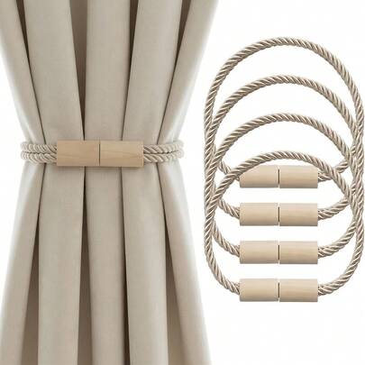 4pcs Magnetic Bohemian Style Curtain Hooks, Suitable For Curtain Rope, Curtain Tieback, Home Decor Window Treatment