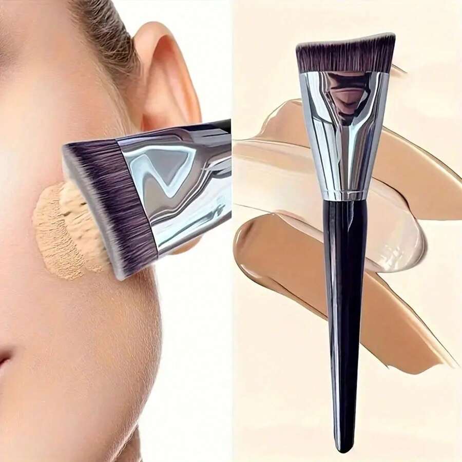 Makeup Brush Crescent Moon Foundation Brush Concealer Brush Curved Shape Precise Application No Smudging - Black - View 1