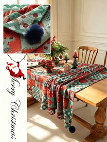 1 buah Taplak Meja Natal Jacquard dengan Dekorasi Pom Pom di Empat Sudut, Cocok untuk Ruang Tamu, Ruang Makan, Pesta, Dekorasi Rumah, Dekorasi Kamar, Dekorasi Meja, dan Hadiah Liburan, Tersedia Berbagai Ukuran, Sepanjang Musim, Dekorasi Meja Musim Gugur/Musim Dingin - MultiWarna - View 8