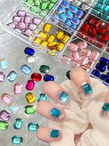 6-Grid Glass Decoration Nail Art Set, Nail Art Accessories, Suitable - Multicolor - View 6
