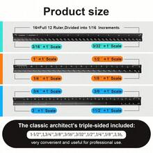 Architectural Scale Ruler, Imperial Inch Size, Aluminum Laser Etched Triangular Scale, Suitable For Architects, Drafters, Engineers, Students. - Multicolor - View 4