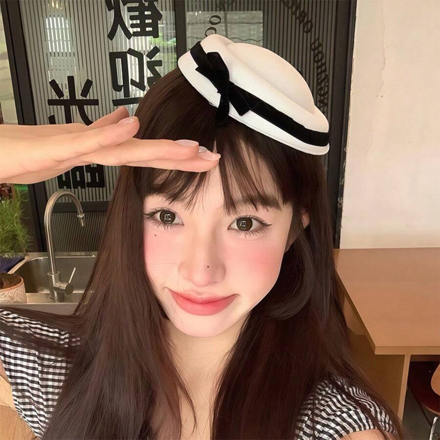 1pc Women's Hair Accessory Hat Kentucky Style Tea Party Hat Horse Racing Bow Pillbox Hat Bridal Wedding Hair Clip - A - View 1