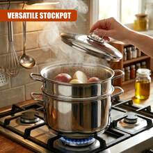 Geezy Stainless Steel Pasta Pot With Strainer Insert & Lid 6L - 3 In 1 Deep Stockpot & Colander Set For All Hobs, Gas & Induction - Dishwasher Proof Spaghetti Noodle Cooking Pan - View 3