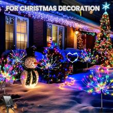 Solar Powered Lawn Firework Decorative Lights, Dual Color Warm And Colorful Options, 1PC 60LEDs And 4pcs 360LEDs Specifications, Radial Firework Shape Night Blooming Light And Shadow, Solar Charging By Day And Automatic Lighting By Night, Patio Pathway Courtyard, Outdoor Camping Festival Party Landscape Lights - Solar Fireworks Light - View 9