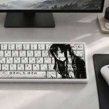 73-Key Black & White Keycaps, Cherry Height, Dye-Sublimation Process, PBT Material, Line Art Style, Anime Keycaps, Highly Attractive Personalized Keycaps, Support DIY, Suitable For 61/64/68/75/84/87/98/104/108-Key Mechanical Keyboards, Smooth Touch, Wear-Resistant, Non-Fading, Suitable For Holiday Gifts And Desktop Decor, Create Your Own Keyboard, Customized Keycaps, Keycaps, Keycap Set, Mechanical Keyboard Keycaps, PBT Keycaps, Gaming Keycaps, Keyboard Accessories - View 2