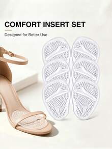 3 Pairs Women's Self-Adhesive Arch Support Forefoot Pads, Anti-Friction, Washable, Adjustable Half-Size Insoles For High Heels, Sneakers And Loafers - Multicolor - View 8