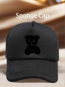 1pc Men Hats Little Black Bear Printed Adjustable Design UV Protection Perfect For Outdoor Excursions, Hiking, And Everyday Wear-A Perfect Gift. - Multicolor - View 6