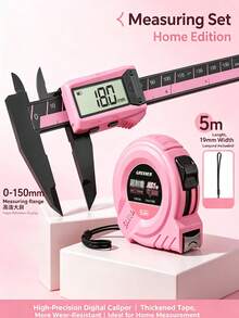 1Pc Retractable Tape Measure, Compact Design Feature Steel & Plastic Material, Minimalist Cute Style Pink Color Portable Size Dual Lock Detail Measuring Ruler For Home Craft DIY - Pink Tape Measure - View 12