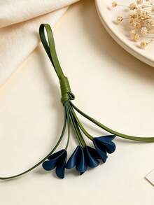 1pc Rustic Aesthetic Style Multi-Color Tulip Bouquet Artificial Leather Flower, With Green Leaf Details, Long Rope Loop Hanging Ornament, Keychain, Bag Charm, All-Season Daily Decor And Holiday Gift - Multicolor - View 9