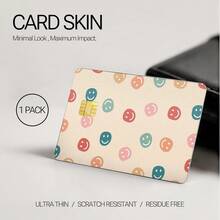 1pc Colorful Smiling Face Pattern Card Sticker, Removable No-Residue PVC Decal, Ultra-Thin Scratch-Resistant Credit Card Protective Film - View 10