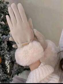 Women's Black Touchscreen Gloves, Waterproof, Soft Warm Wool Lining, Winter Outdoor Gloves, Halloween - Multicolor - View 10