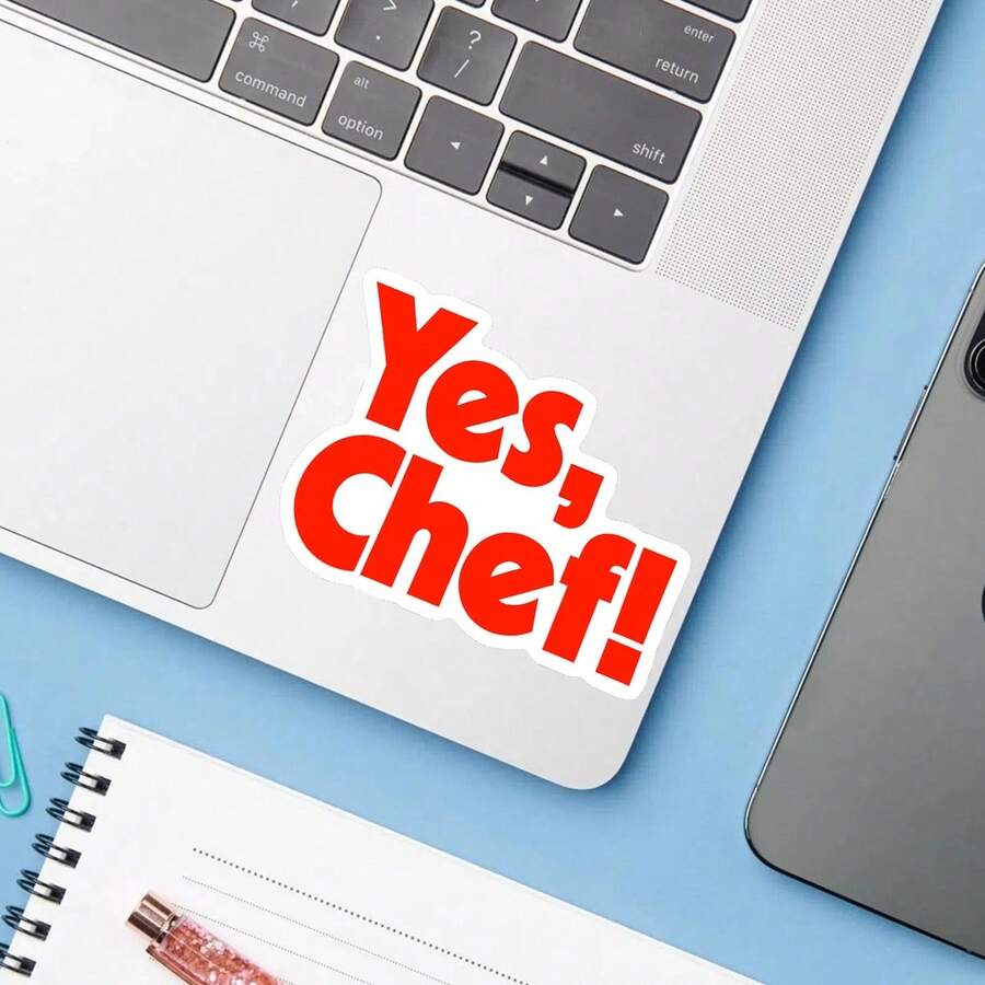 1PC Workplace Culinary Decal Sticker, Yes Chef Cooking Humor Vinyl Sticker For Kindle Laptop, Waterproof Laptop Sticker For Water Bottle Journal Travel Case, Unique Gift For Pastry Chefs Bakers Coworkers Friends - Multicolor - View 1