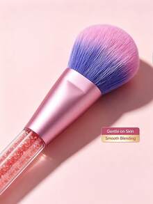 1pc Blush Brush,Crystal Glitter Handle, Professional Face Makeup Brush For Blush Powder, Portable Single Makeup Tool - Coral Pink - View 6
